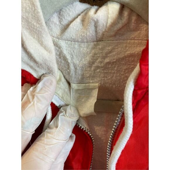 Vintage Toddler Windbreaker Jacket Red/White with Puppy and Bone 2T - Picture 9 of 13
